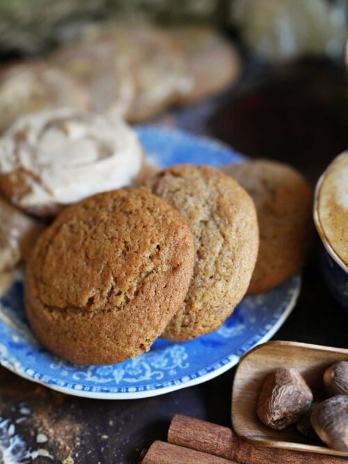 Rustic apple cider sourdough discard cookies on a plate with maple sugar and cinnamon — soft, chewy, and full of cozy fall flavor. 🍪🍂